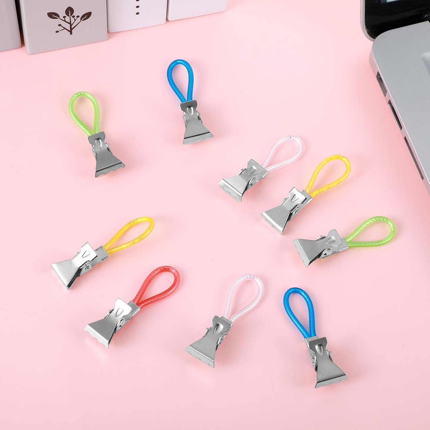 Xindojuz 15 PCS Kitchen Towel Clips, Metal Beach Chair Clips with Hanging Loop for Kitchen, Multi-Color Hanging Towels Clip Small Cloth Hook Clip Hangers for Home Bathroom Cupboards (5 Colors)