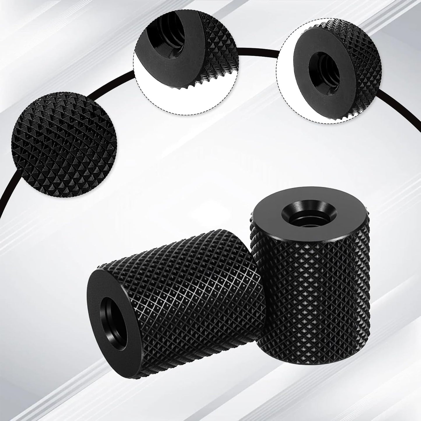 4 PCS Camera Screw Converter 1/4" to 1/4", Double Female 1/4 Diameter Barrel Thread Protector Hole Tripods Cylinder Adapter Nut Connectors Accessories for Electric Rails and Light Stands (Black)