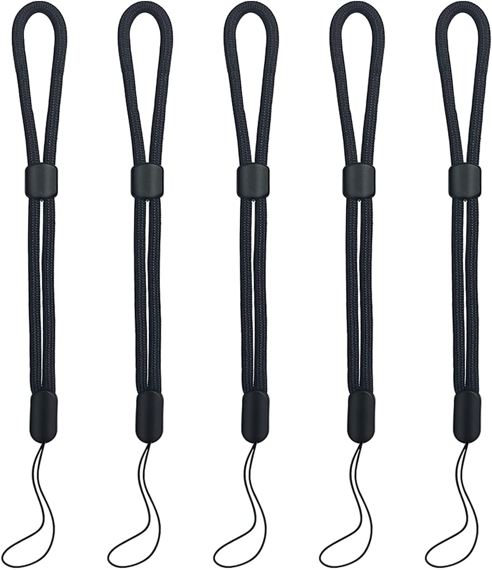 5PCS Wrist lanyard, 8.8 inch Hand Wrist Strap Lanyard, Adjustable Nylon Wristlet Straps for Cell Phone, Camera, GoPro, PSP, USB Flash Drives, Flashlight (Black)