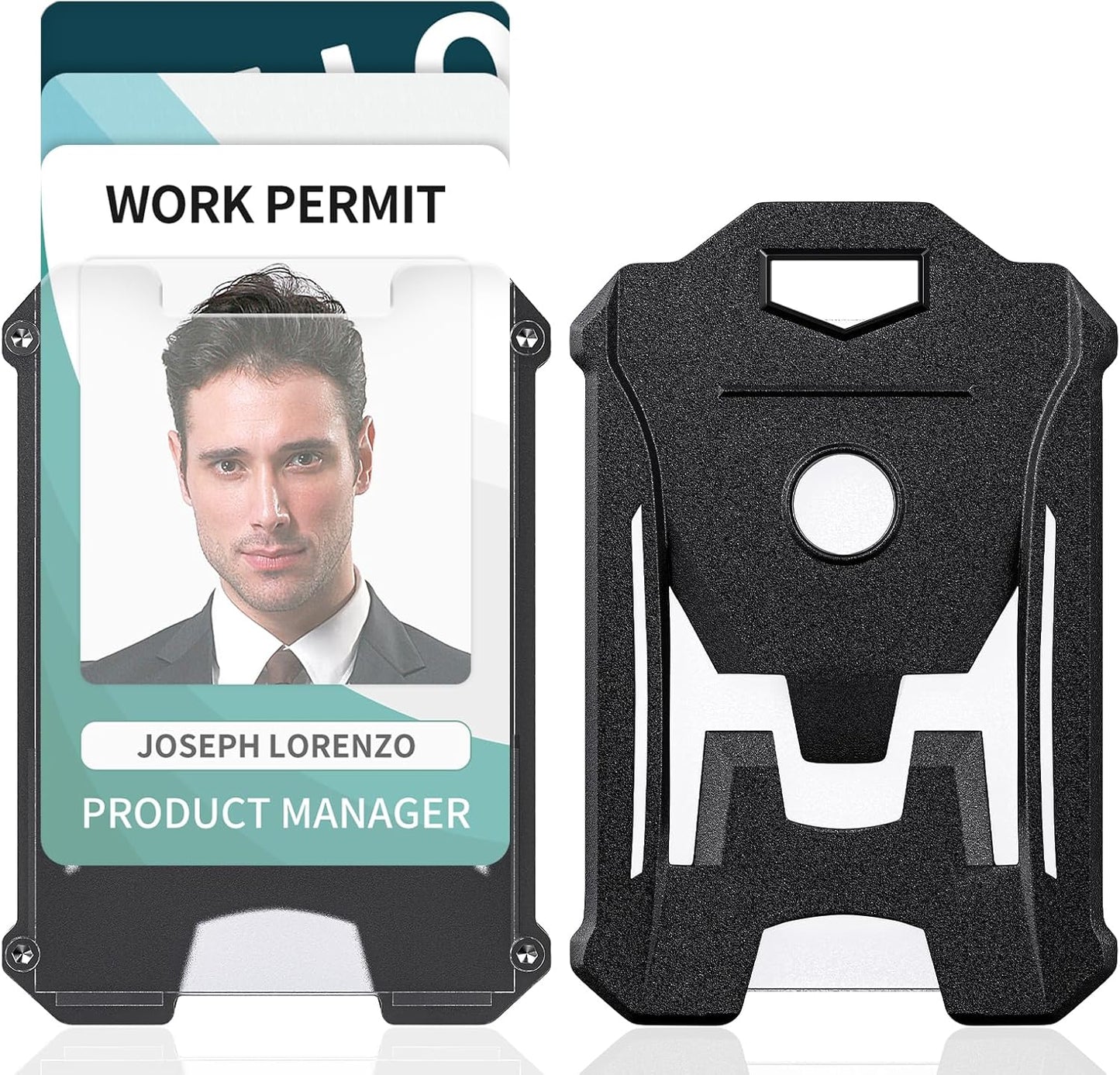 2 Pack Heavy Duty Badge Holder Vertical Hard Plastic Case with Clear Window and Tight Clip Stable Card Protector Tactical ID Card Holder for Office School ID Credit Cards Proximity Cards