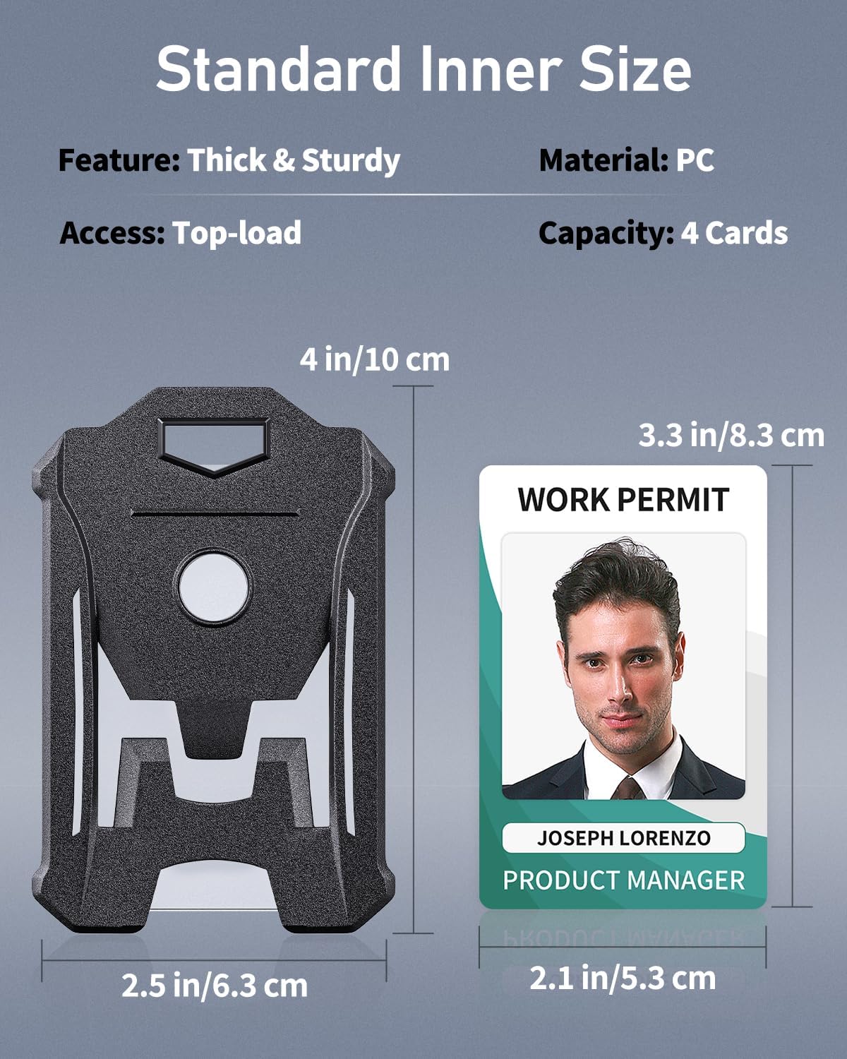 2 Pack Heavy Duty Badge Holder Vertical Hard Plastic Case with Clear Window and Tight Clip Stable Card Protector Tactical ID Card Holder for Office School ID Credit Cards Proximity Cards