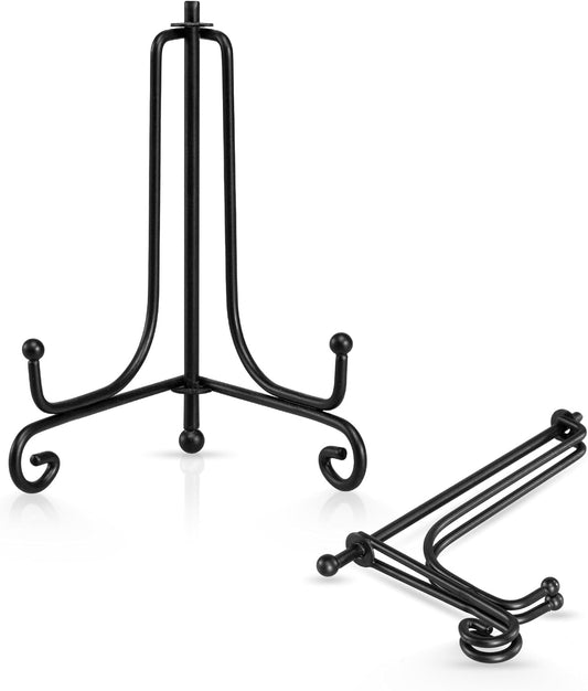 (4 pack)Iron Display Stand, Black Iron Easel Plate Display Photo Holder Stand, Displays Picture Frames, Decorative Plates, Tablets and Art 4 Inch