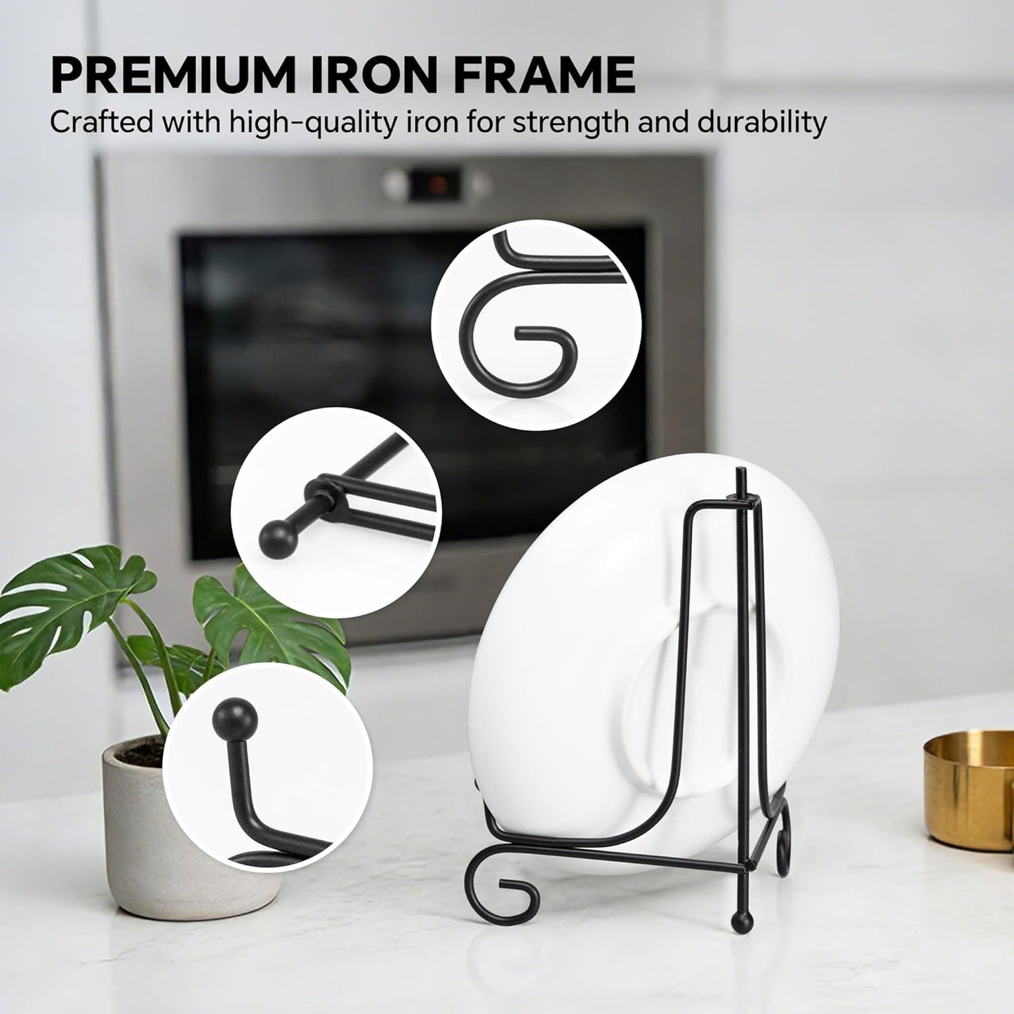 (4 pack)Iron Display Stand, Black Iron Easel Plate Display Photo Holder Stand, Displays Picture Frames, Decorative Plates, Tablets and Art 4 Inch