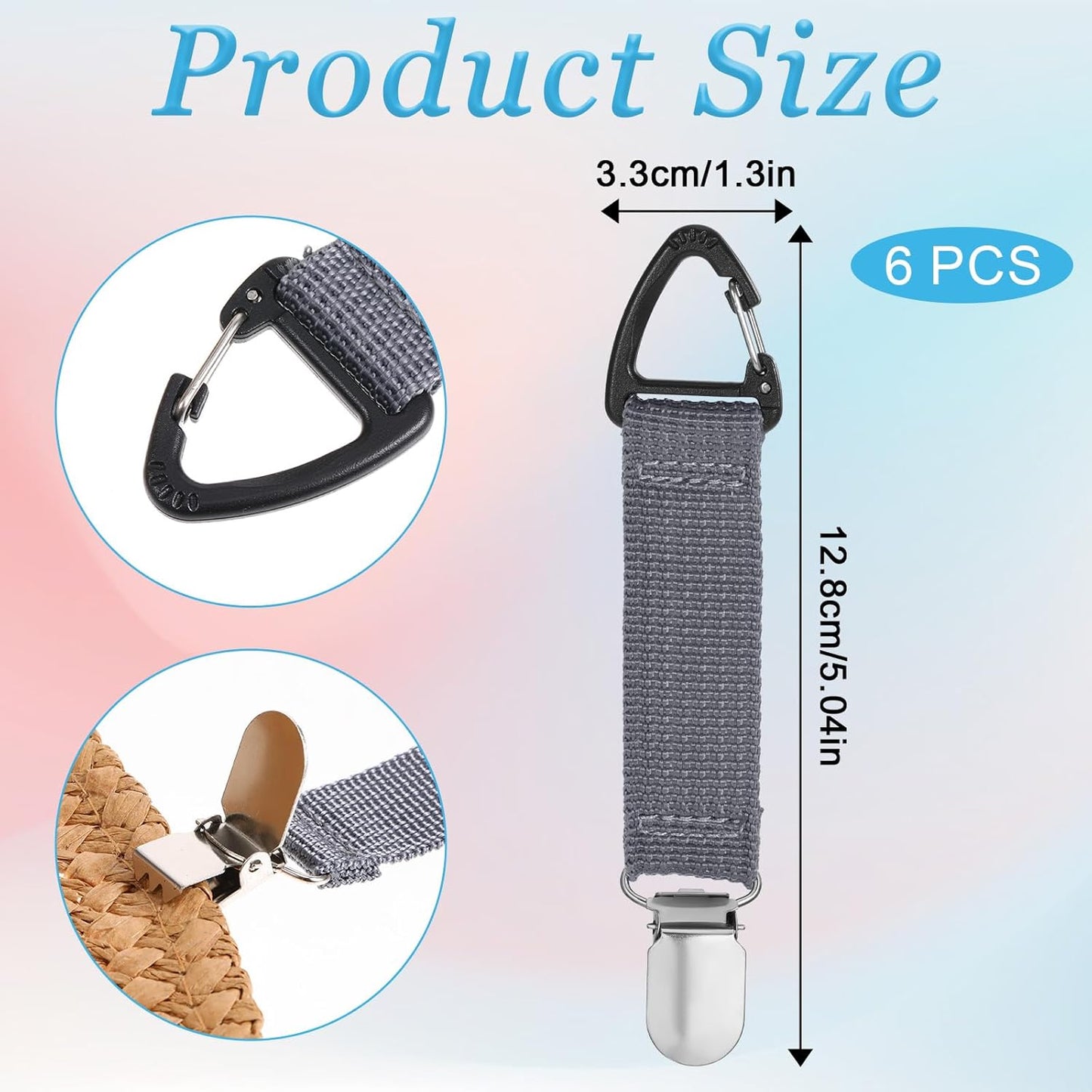 Elastic Hat Holder Hands 6 PCS Hat Clip for Travel on Bag,Free Travel Hats Clip Quick Access & Removal Hats Holder Bag Accessory for Traveling Bags Backpacks Purses Luggage Outdoor Traveling Accessory