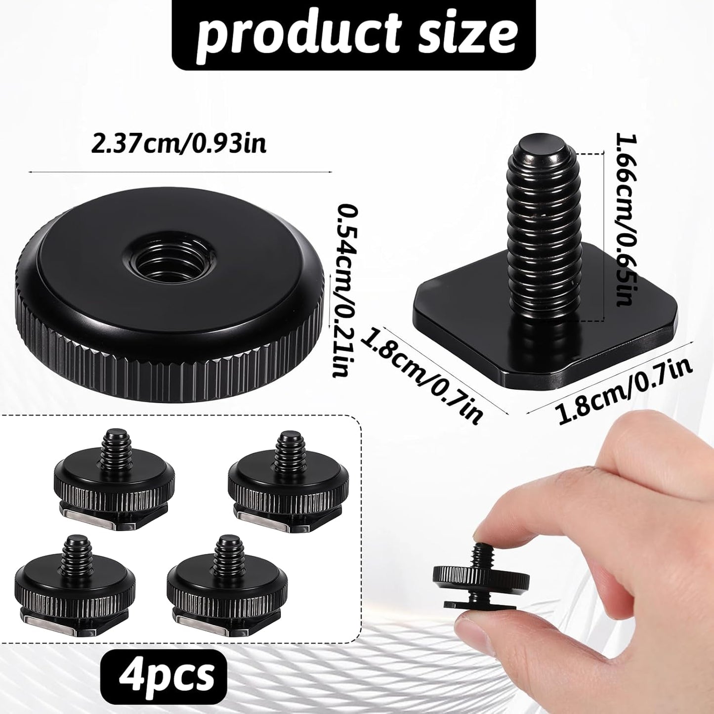4 Pcs 1/4 Inch Camera Adapter Screws, Compatible with Versatile Flash Hot Shoe Mounts for DSLR Camera Rigs, Tripods, Mounting Accessories