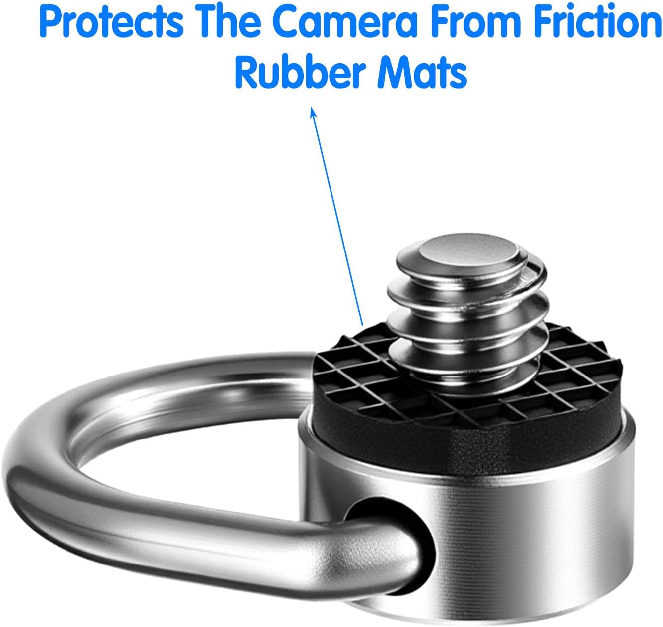 2 Pack D Ring Screw, 1/4"-20 Thread Camera Aluminum Alloy Fixing Screw with Rubber Padded Hinged Holder Quick Release Wrist Strap Sling Accessories for Tripod Camera, Selfie Stick, Gimbal (Silver)