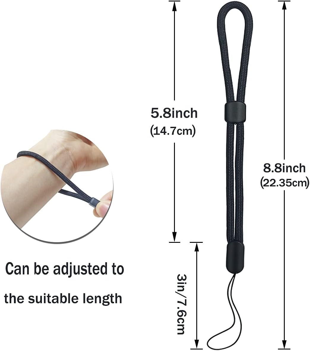 5PCS Wrist lanyard, 8.8 inch Hand Wrist Strap Lanyard, Adjustable Nylon Wristlet Straps for Cell Phone, Camera, GoPro, PSP, USB Flash Drives, Flashlight (Black)