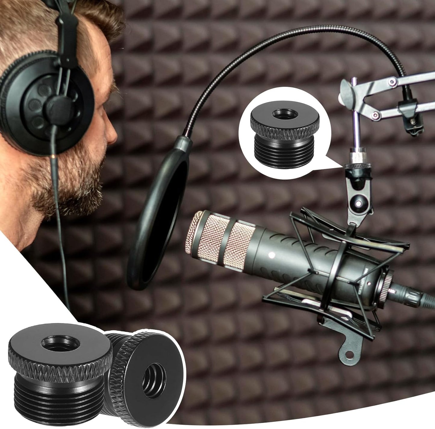 4 Pcs Mic Stand Adapter Microphone Stand Adapter 1/4 Female to 5/8 Male Screw Adapter Thread Tripod Screw Adapter for Microphone Stand Mount to Camera Tripod