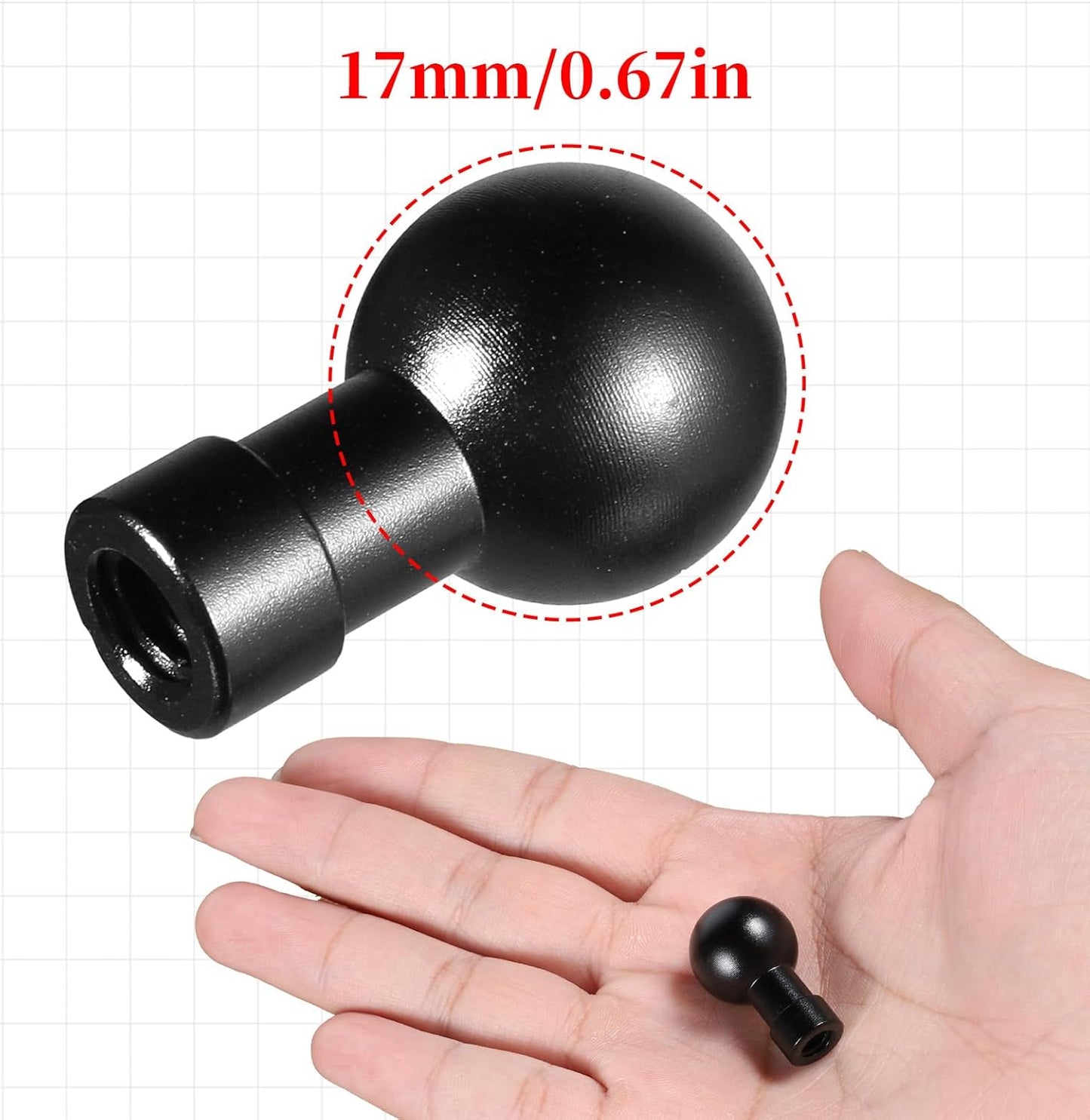 Vin Beauty 17mm Ball Head Mount Aluminum 1/4"-20 Screw Male/Female Adapter for Action Camera Phone Helmet Stand GPS Holder Bracket