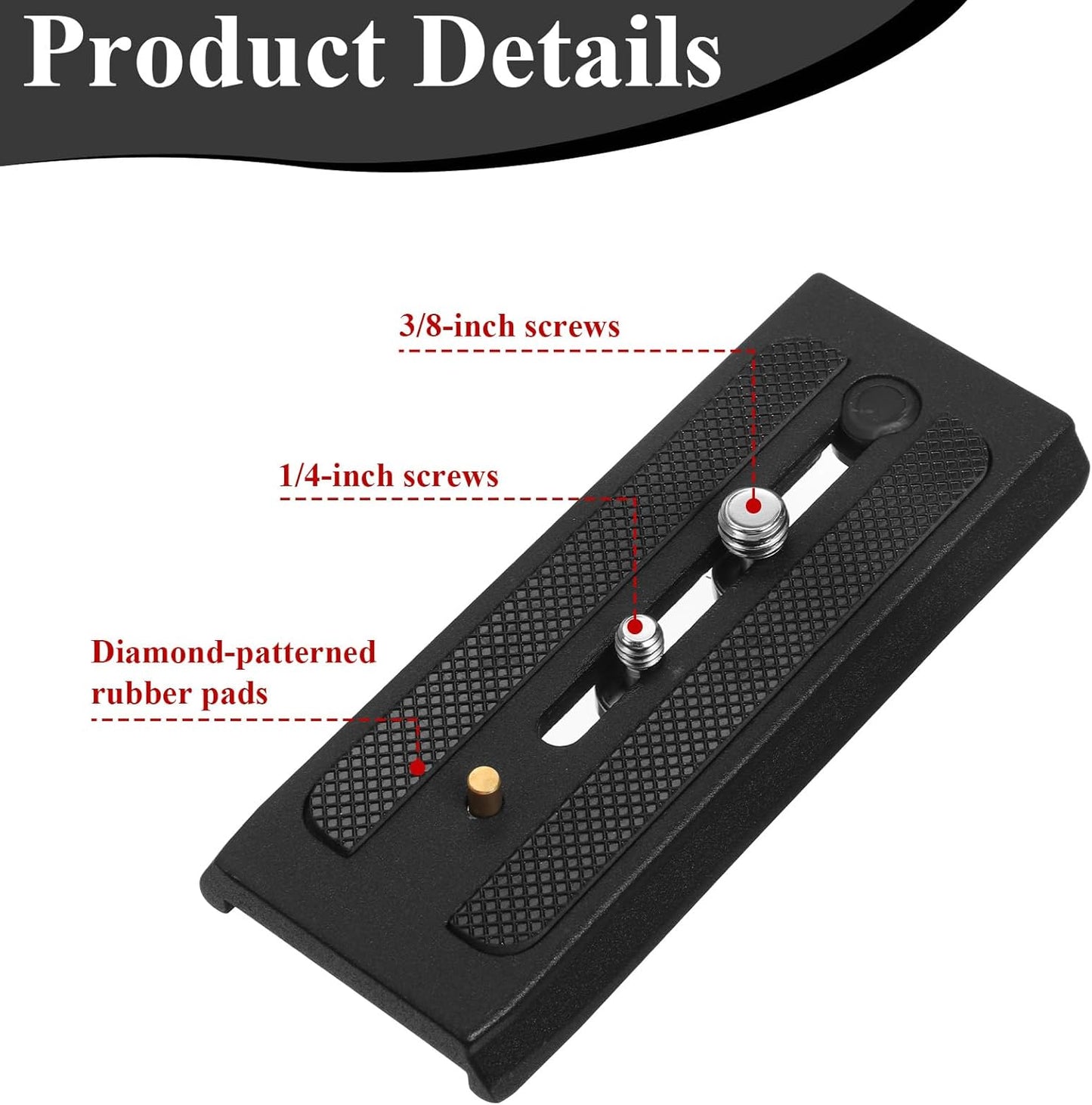 Tripod Quick Release Plate, P200 Quick Release Plate Camera for Tripod, Universal Aluminum Alloy Camera Mounting Base Plates with 1/4" & 3/8" Screws Compatible Connect Adapter for Most Heads