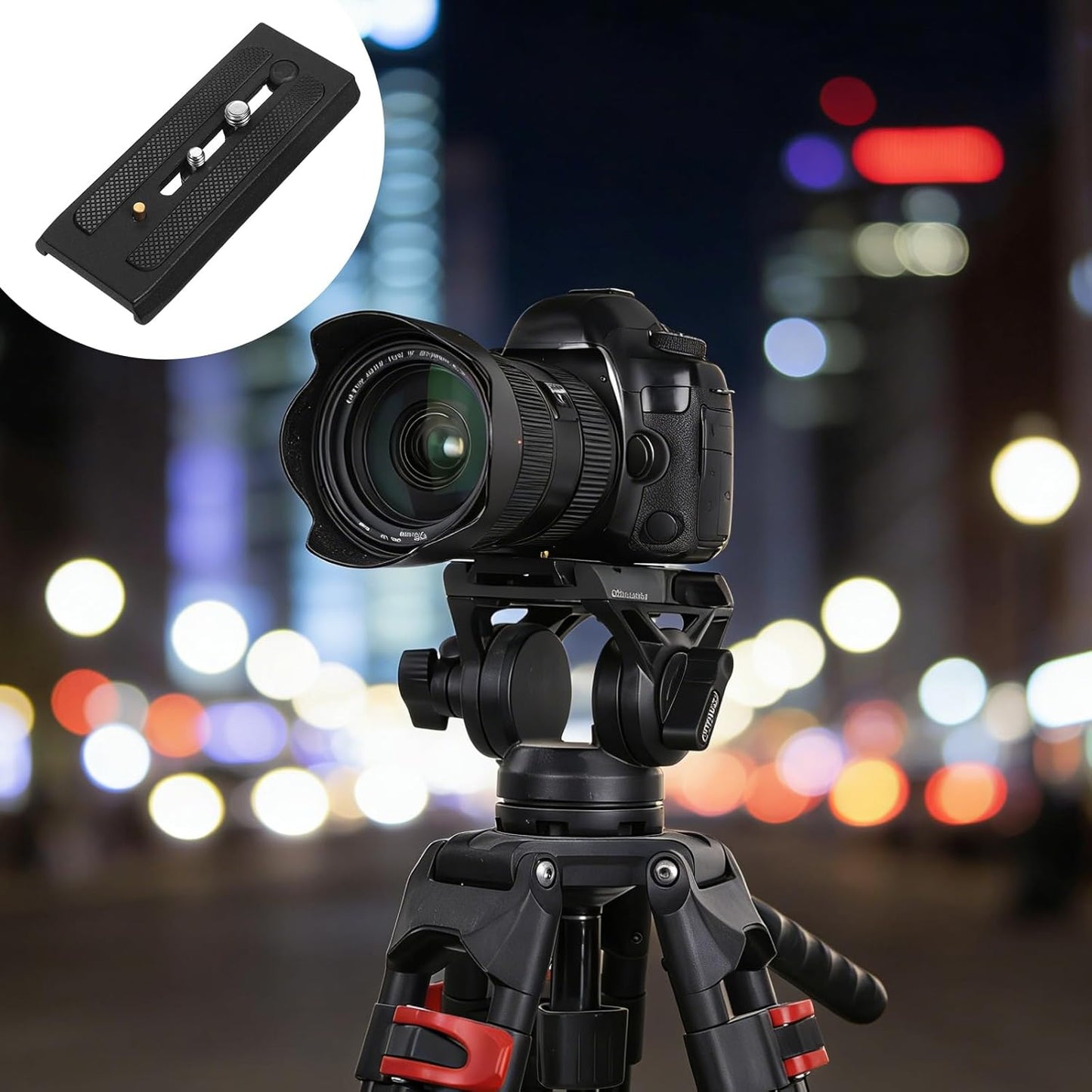 Tripod Quick Release Plate, P200 Quick Release Plate Camera for Tripod, Universal Aluminum Alloy Camera Mounting Base Plates with 1/4" & 3/8" Screws Compatible Connect Adapter for Most Heads