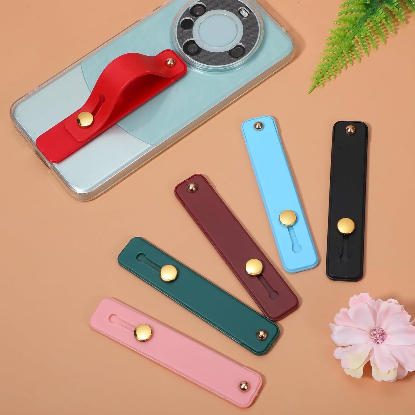 6Pcs Finger Loop Phone Grip Phone Finger Holder Universal Cell Phones Strap Grip Holder Telescopic Phones Strap Stand for Back of Loop Most Case