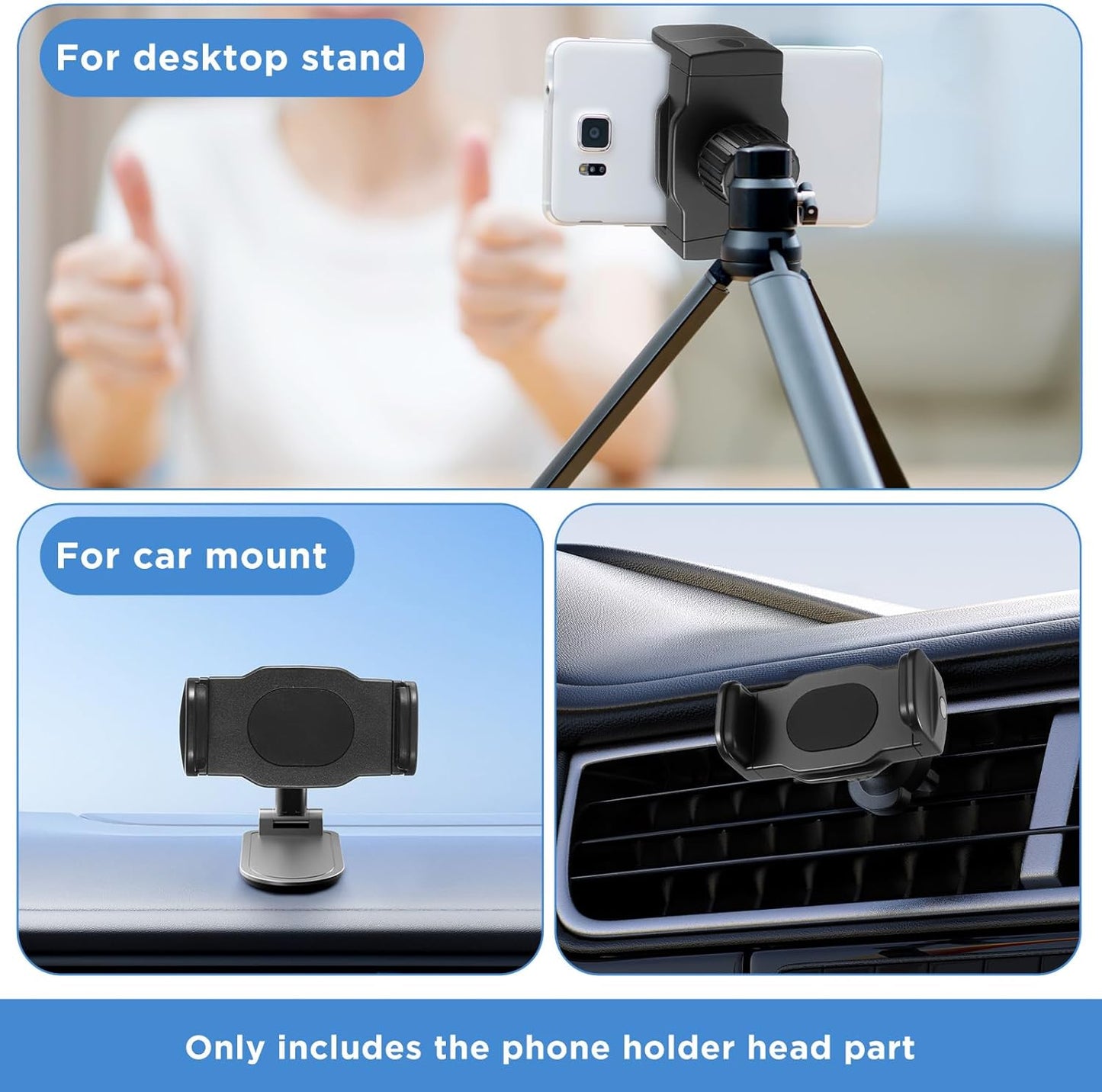 2 Pack Ball Mount Phone Holder Clip 17mm Ball Mount Clip Balls Joint Connector Socket Replacement Rotating Balls Head with Fixed Nut for Car Wireless Charger Cellphone Clamp Selfie Hose Stand Bracket