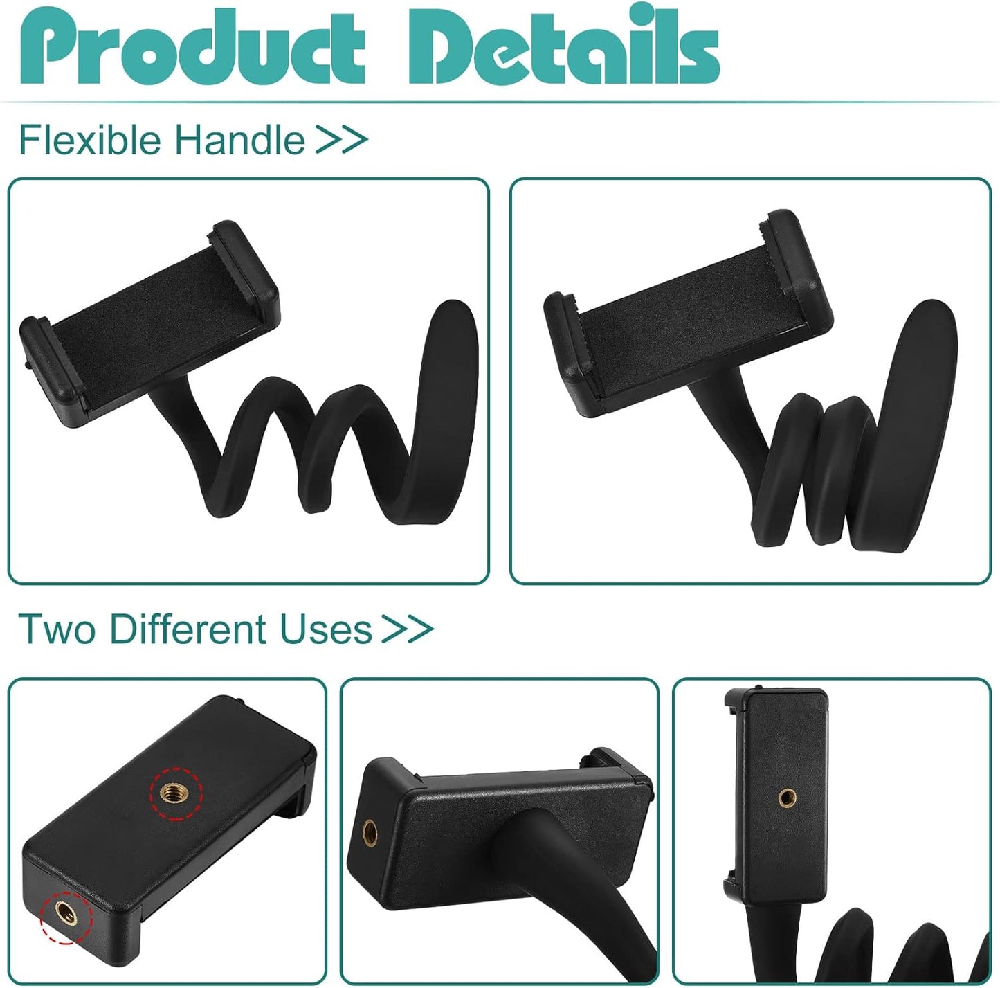 Amylove 2 Pcs Stroller Phone Holder Portable Cell Phone Holder Stand Universal Stroller Accessories for Parent Baby Toddler Cellphone Clamp with Non Slip Silicone Arm Grip(Black,Novel)