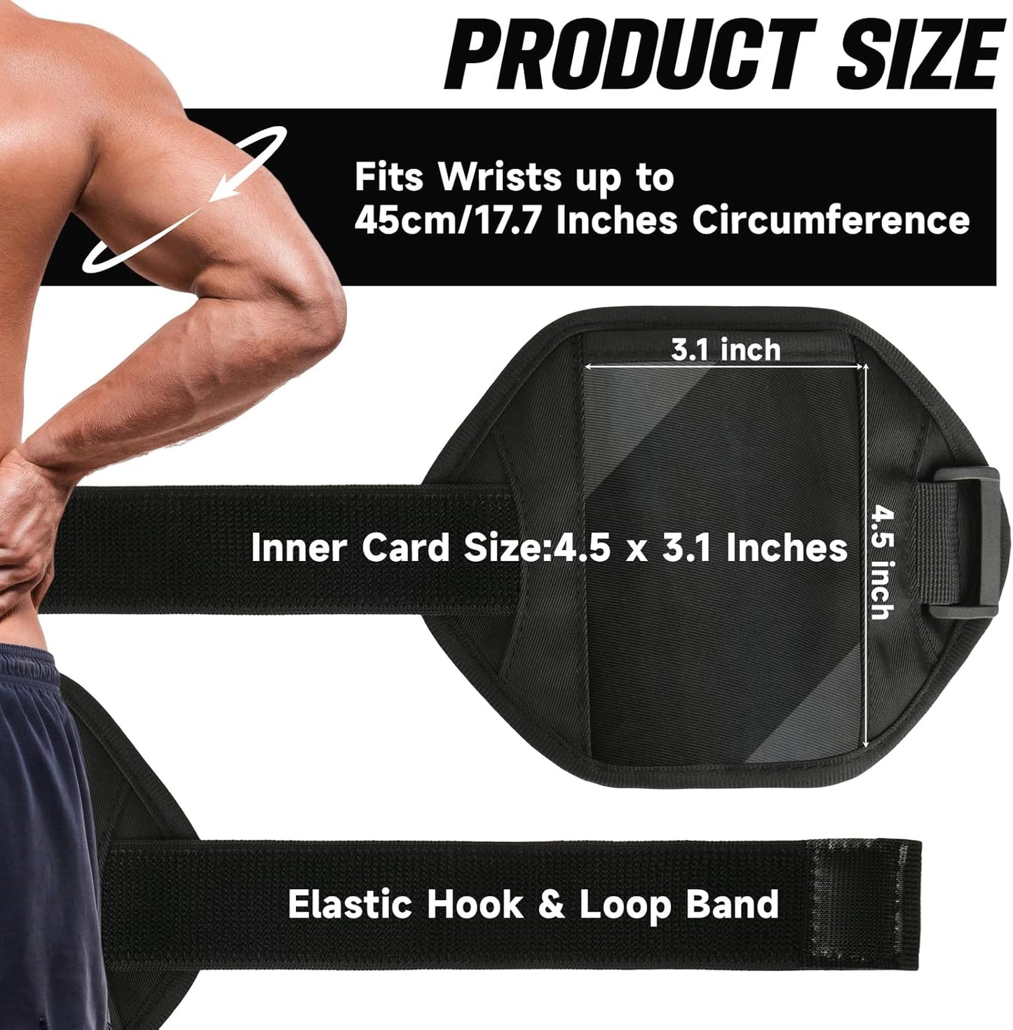 Arm Band with Large ID/Badge Holder w/Adjustable Elastic Straps for Ski Pass/Airport Badge, Great for Work Gym Travel Postcards Office Business Supplies, Security Than Lanyard