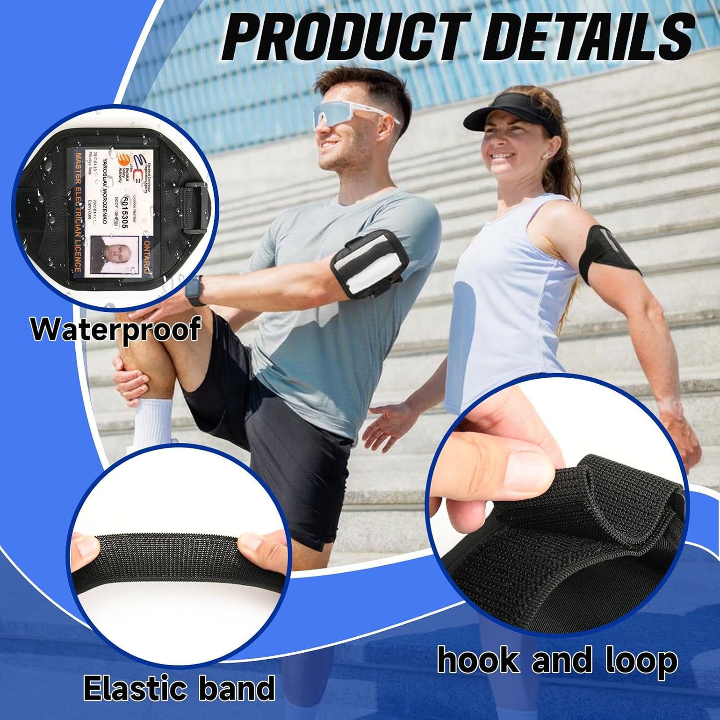 Arm Band with Large ID/Badge Holder w/Adjustable Elastic Straps for Ski Pass/Airport Badge, Great for Work Gym Travel Postcards Office Business Supplies, Security Than Lanyard