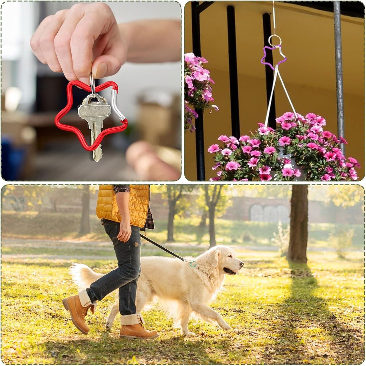Xindojuz 10 PCS Aluminum Star Shape Carabiner Clip, Multicolor Spring Snap Hook Star Shaped Carabiner Keyring Holder Carabiners Keychain Outdoor Accessories for Camping, Hiking, Traveling (1.8 Inch)