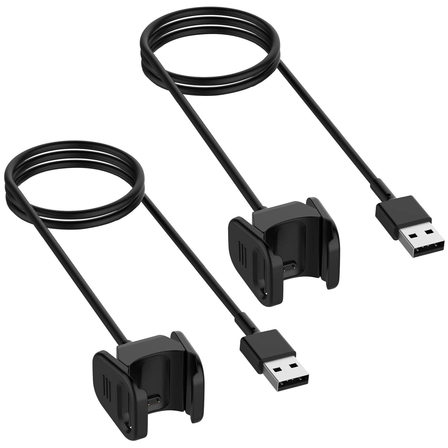Charger for Fitbit Charge 3, Replacement USB Charging Cable Clip Cord Dock Stand for Fitbit Charge 3 Fitness Tracker [2-Pack, 1m/3.3ft]