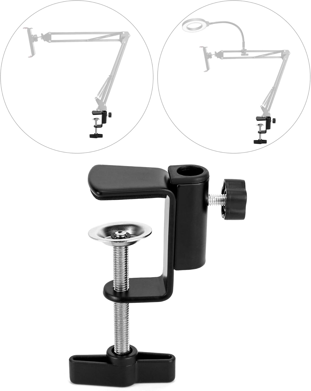 Universal Desk C-Clamp with 1/2" Thread Hole, 4 Pack Adjustable Metal Mounting Table Clamp, Desk Light Clamp Mount Holder for Swing Arm Magnifying Desk Lamp Microphone Camera