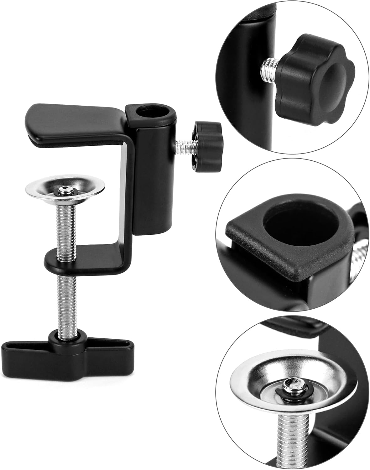 Universal Desk C-Clamp with 1/2" Thread Hole, 4 Pack Adjustable Metal Mounting Table Clamp, Desk Light Clamp Mount Holder for Swing Arm Magnifying Desk Lamp Microphone Camera