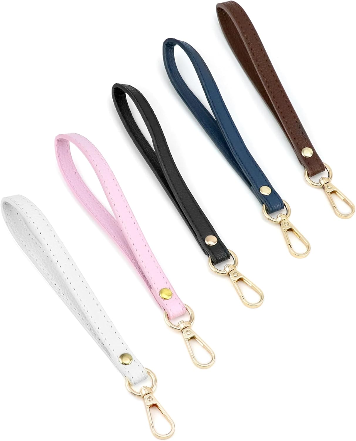 Leather Wristlet Strap, 5 Pcs 20 cm x 1.2 cm Short Purse Strap Genuine Leather Wristlet, Keychain Handle Rope, Handbags Strap, for Clutch Purse Wallet Cellphone Case DIY Accessory