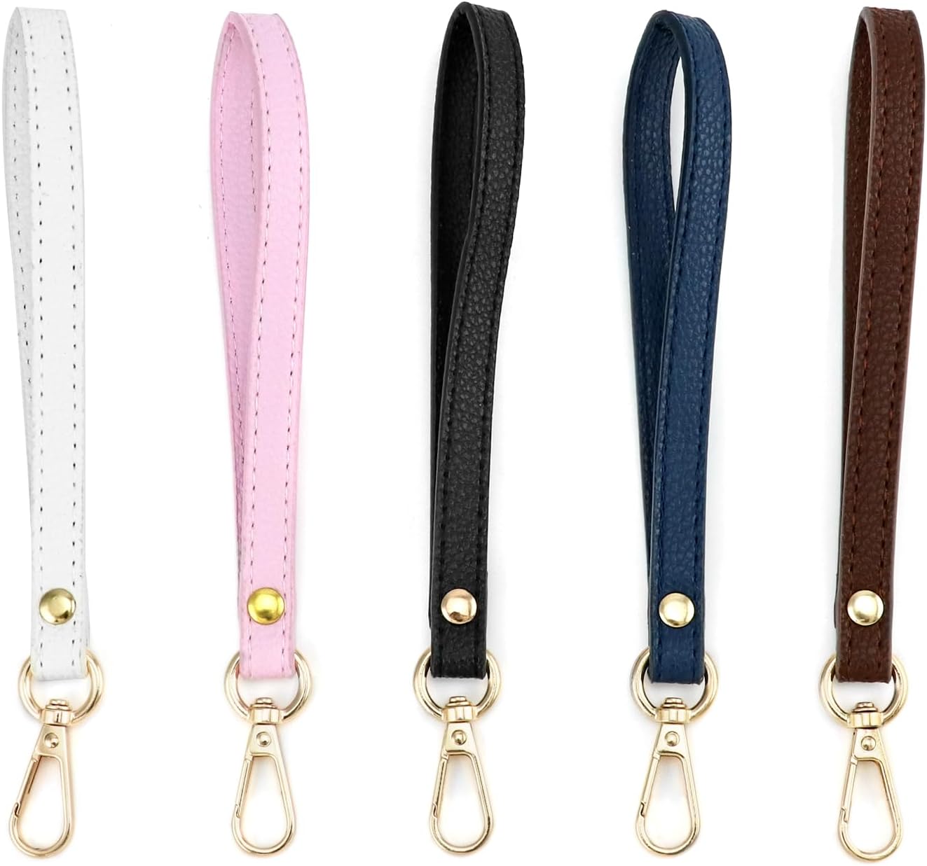 Leather Wristlet Strap, 5 Pcs 20 cm x 1.2 cm Short Purse Strap Genuine Leather Wristlet, Keychain Handle Rope, Handbags Strap, for Clutch Purse Wallet Cellphone Case DIY Accessory