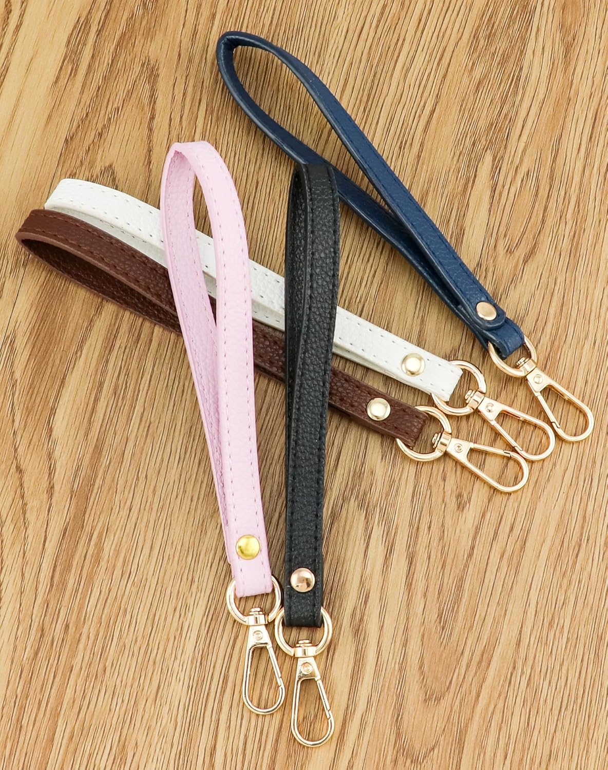 Leather Wristlet Strap, 5 Pcs 20 cm x 1.2 cm Short Purse Strap Genuine Leather Wristlet, Keychain Handle Rope, Handbags Strap, for Clutch Purse Wallet Cellphone Case DIY Accessory