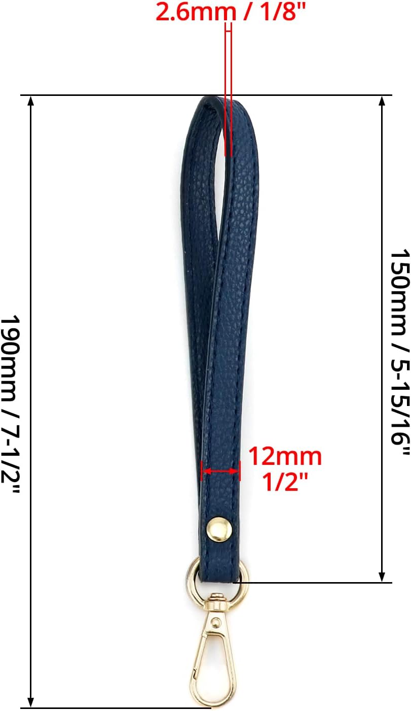 Leather Wristlet Strap, 5 Pcs 20 cm x 1.2 cm Short Purse Strap Genuine Leather Wristlet, Keychain Handle Rope, Handbags Strap, for Clutch Purse Wallet Cellphone Case DIY Accessory