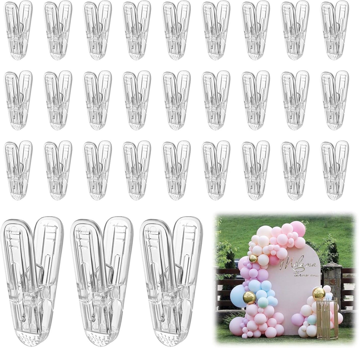 30 Pack Balloon Arch Clips,Clamps for Balloon Arch,Clamps for Backdrop,2.4 Inch Balloons Clip,Spring Clamp for Crafts,Backdrop,Photography,Woodworking,Party,Birthday,Wedding