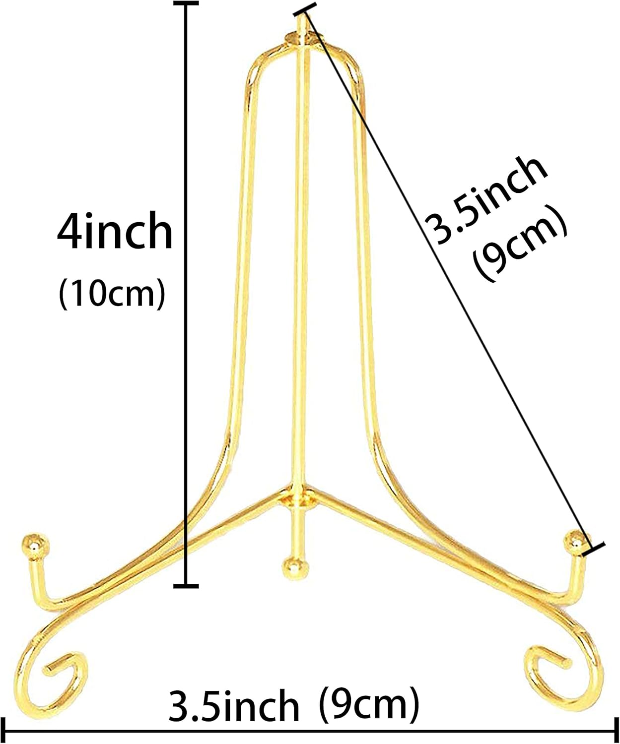 Plate Stands for Display 4 Inch - Decorative Plate Holder - Gold Metal Picture Stand for Table - Small Easels for Display Card, Photo, Mini Sign, and PSA Slab - Ideal for Party and Wedding - 2 Pack