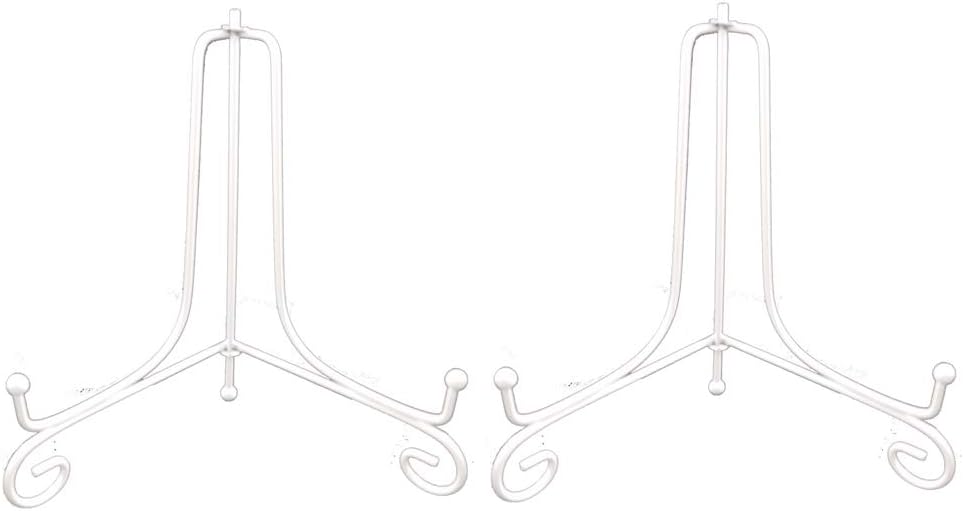 (2 pack 10" Iron Large Plate Stand, White Iron Easel Plate Display Photo Holder Stand, Displays Picture Frames, Cookbooks, Decorative Plates, Tablets and Art