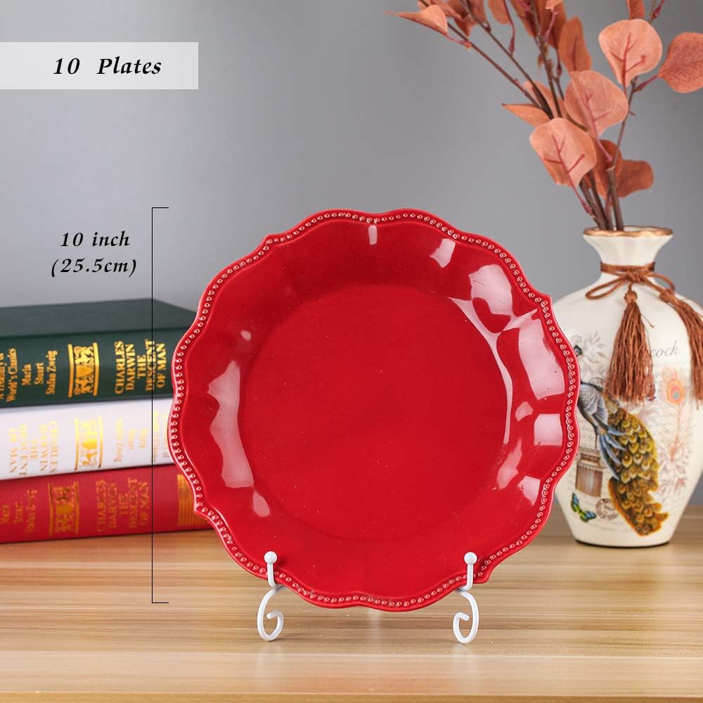 (2 pack 10" Iron Large Plate Stand, White Iron Easel Plate Display Photo Holder Stand, Displays Picture Frames, Cookbooks, Decorative Plates, Tablets and Art