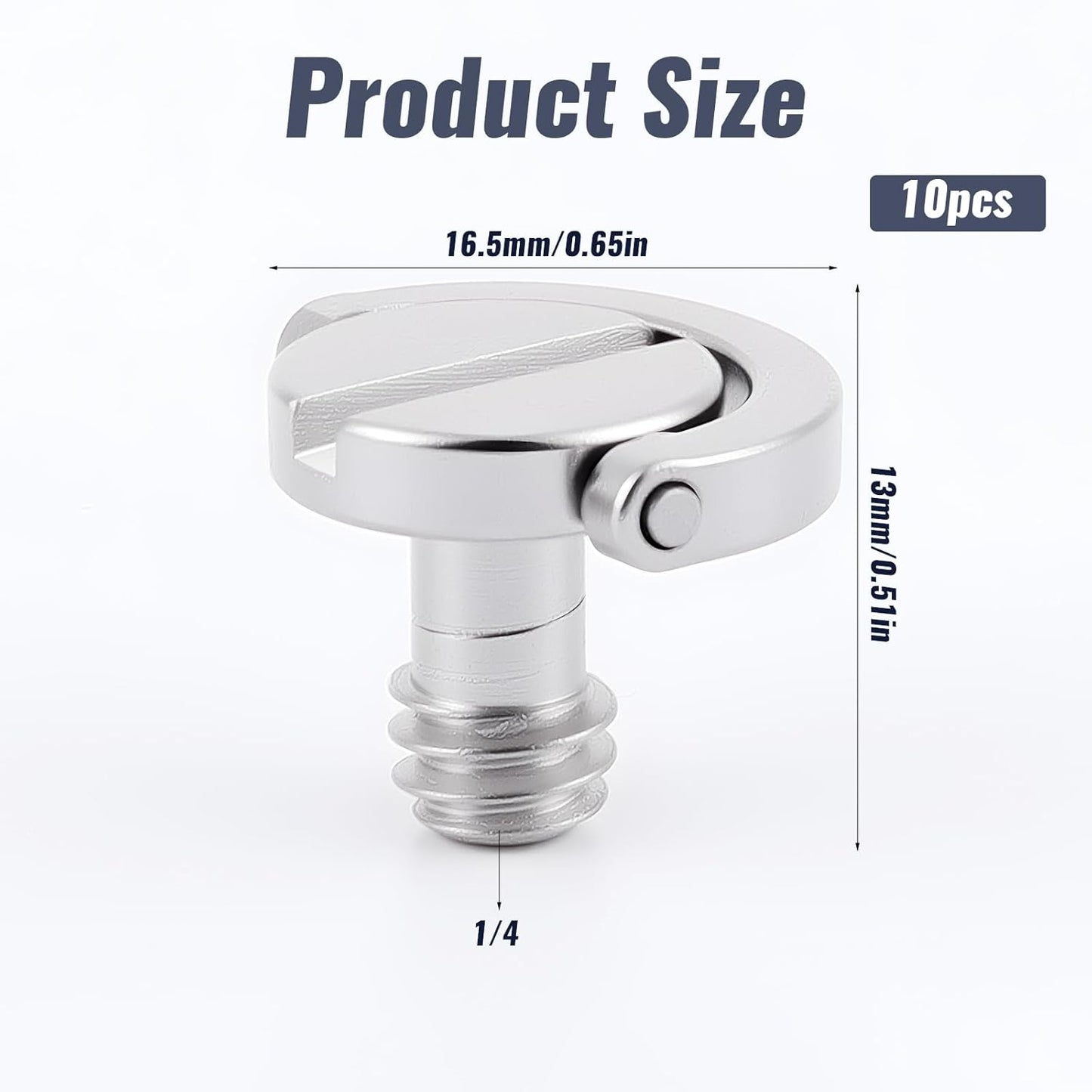 10 Pack Stainless Steel D Ring Screw Hinged Holder, 1/4"-20 Ring Camera Screws Tripod Camera Fixing Screwsfor Selfie Sticks, Gimbals, Quick Release Wrist Strap Mounting and Attachment