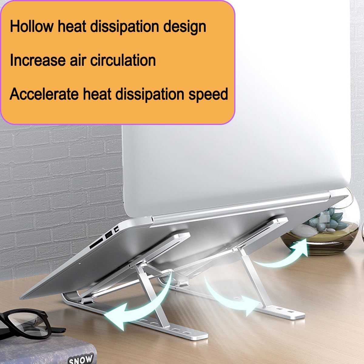 Portable Aluminum Laptop & Phone Stand, Adjustable, Foldable, Ergonomic, for MacBook, iPad, Tablets & Smartphones, Office Desk Accessories