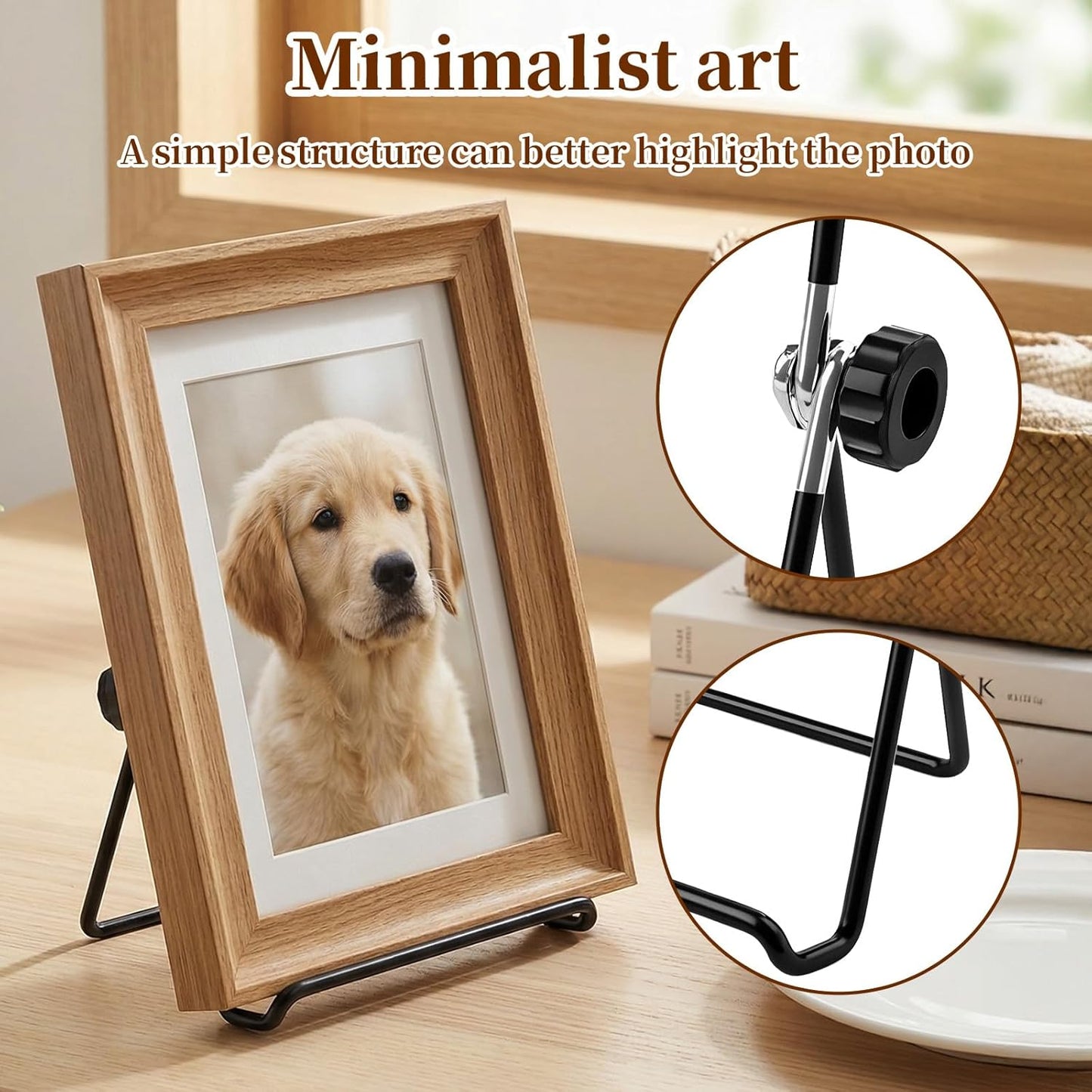 Frame Stand Replacement Compatible with FrameoDigital - Adjustable & Foldable Photo Frame Holders Fits for 7-11'' Display Photo Frame,Book and Platter, Tabletop Art, Metal Black