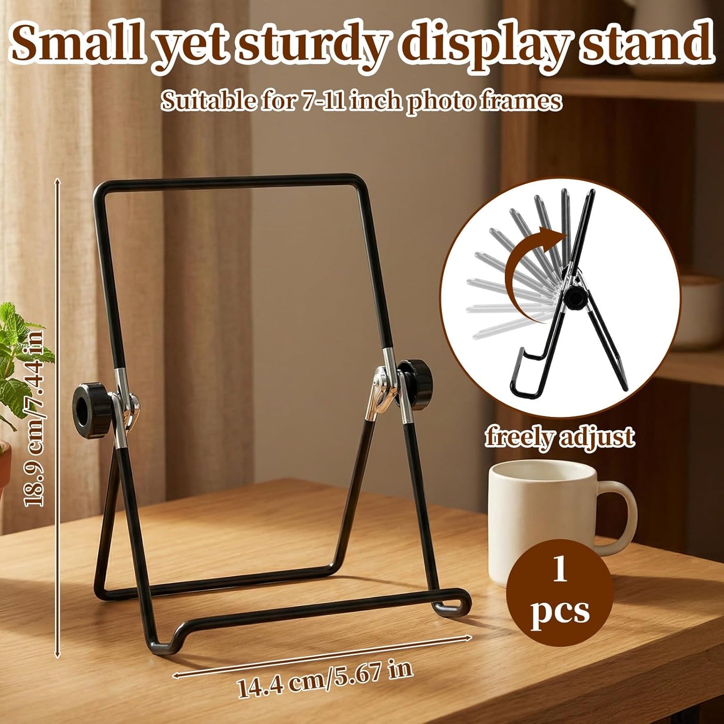 Frame Stand Replacement Compatible with FrameoDigital - Adjustable & Foldable Photo Frame Holders Fits for 7-11'' Display Photo Frame,Book and Platter, Tabletop Art, Metal Black