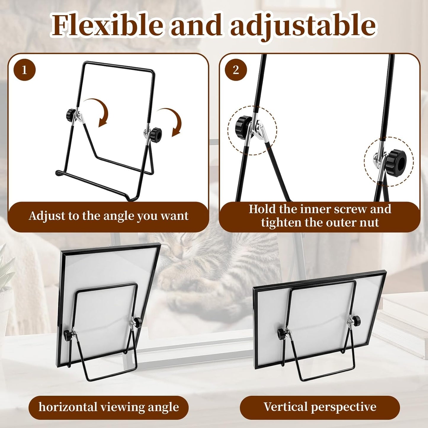 Frame Stand Replacement Compatible with FrameoDigital - Adjustable & Foldable Photo Frame Holders Fits for 7-11'' Display Photo Frame,Book and Platter, Tabletop Art, Metal Black