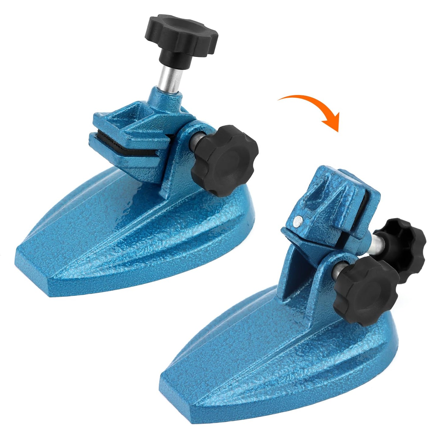 Micrometer Stand with Double Non-Slip Clamping Pad, 2 Pack Painted Cast Iron Base Micrometer Stand for Micrometers Up to 4"