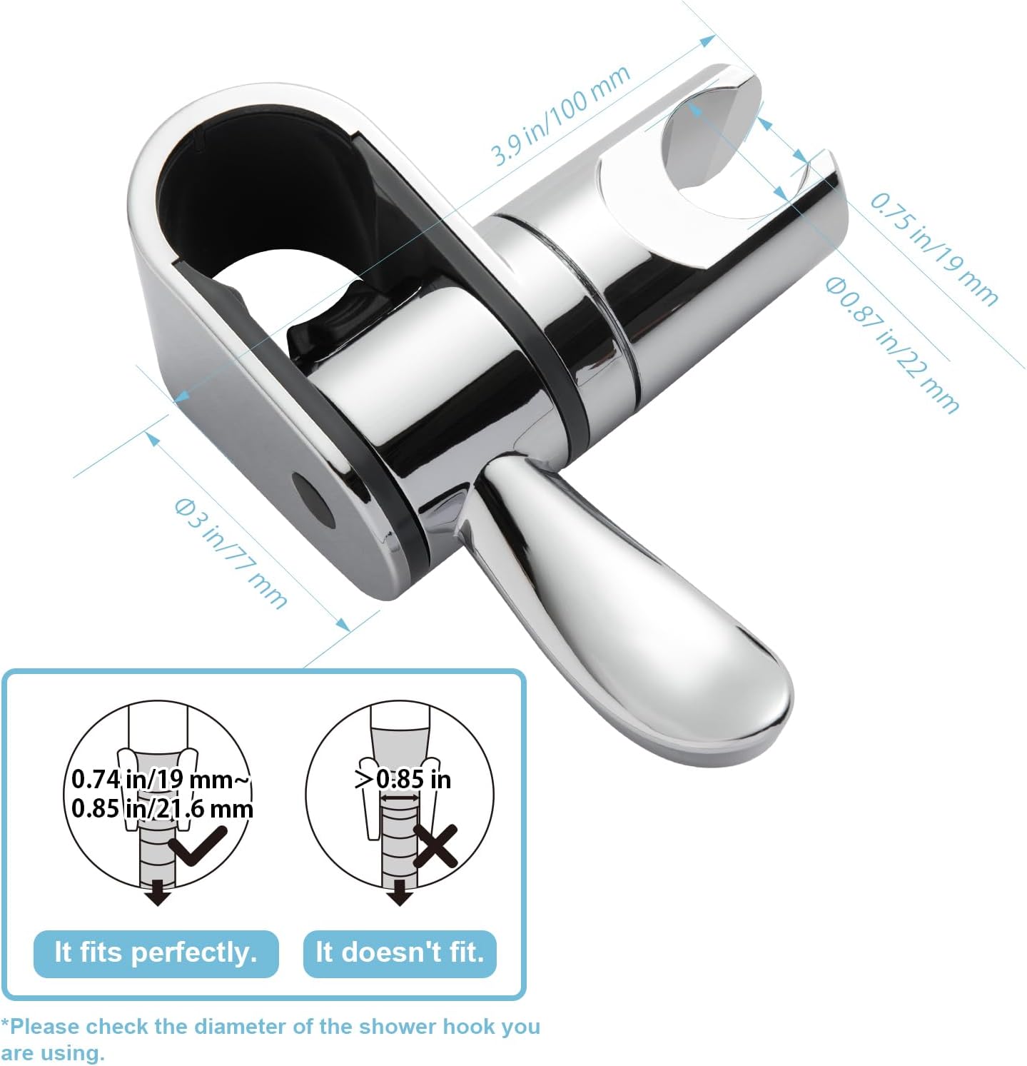 ADA Handshower Shower Grab Bar Head Holder, Universal Fit 1.25''(32mm) Hand Held Shower Bracket for Handicap Grab Bar, Detachable Bathroom Replacement, 360 Degree Rotation Sprayer Holder, Chrome