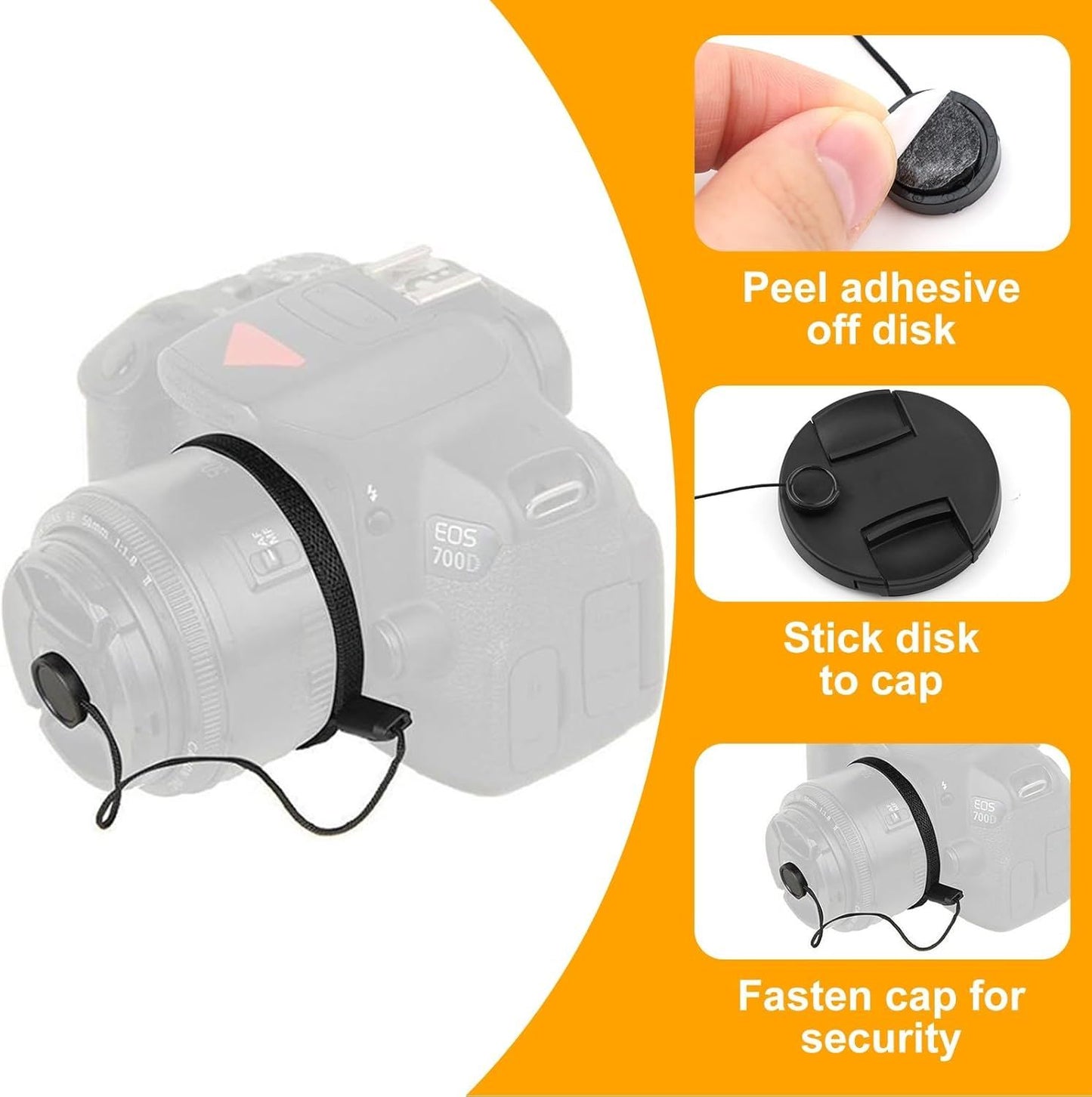 5PCS Camera Lens Cap Tether, Universal Lens Cap Leash & Keeper/Elastic String Holder Compatible with DSLR Lenses, Lens Cap Security Strap Fits All SLR Mirrorless Camera Lenses Cap