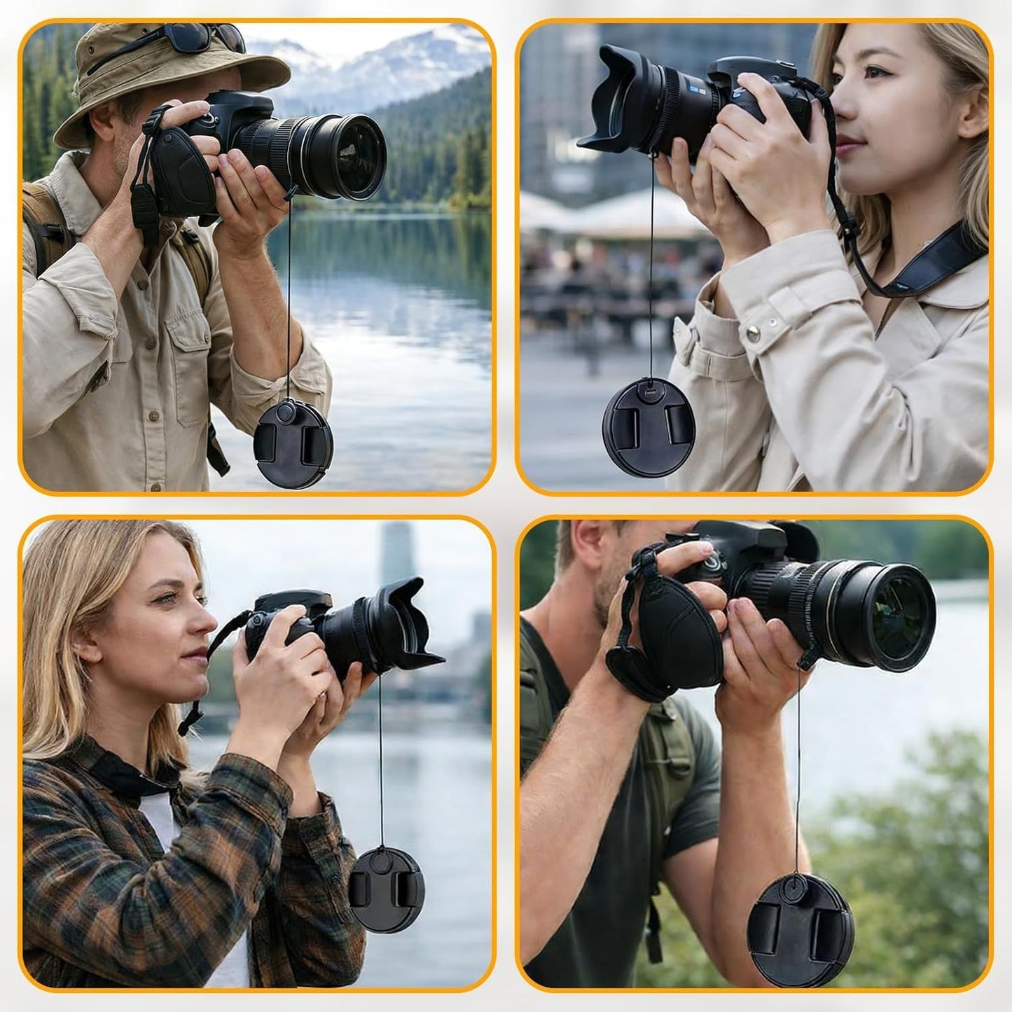 5PCS Camera Lens Cap Tether, Universal Lens Cap Leash & Keeper/Elastic String Holder Compatible with DSLR Lenses, Lens Cap Security Strap Fits All SLR Mirrorless Camera Lenses Cap