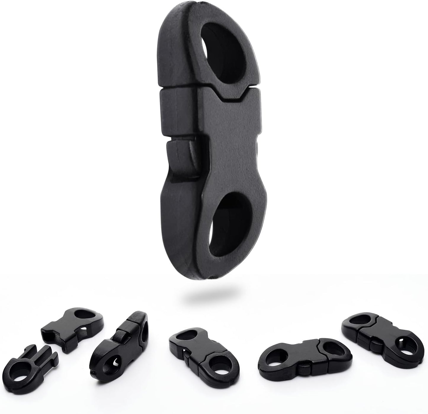 CooBigo 25 Pack Mini Breakaway Buckles, 6mm Side Release Plastic Buckle for Paracord Bracelet Clasp, Paracord Anklet, Braided Necklace, Cameras Strap Rings Accessories