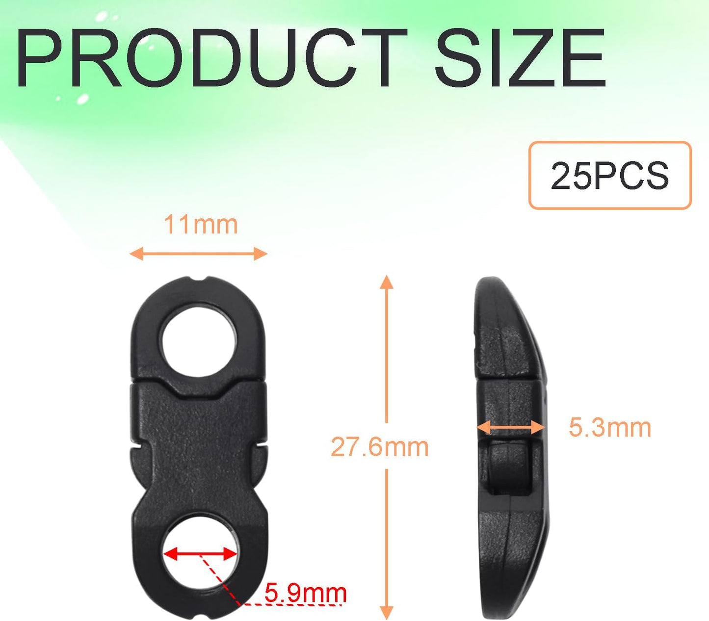 CooBigo 25 Pack Mini Breakaway Buckles, 6mm Side Release Plastic Buckle for Paracord Bracelet Clasp, Paracord Anklet, Braided Necklace, Cameras Strap Rings Accessories