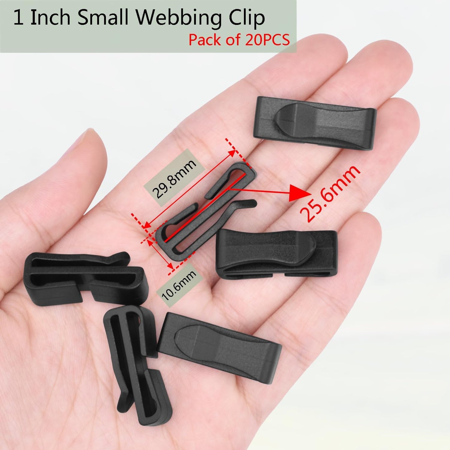 CooBigo Plastic Webbing Ending Clip, Tactical Molle Belt Clip Hook, Hiking Camping Backpack Helmet Goggle Webbing Clip