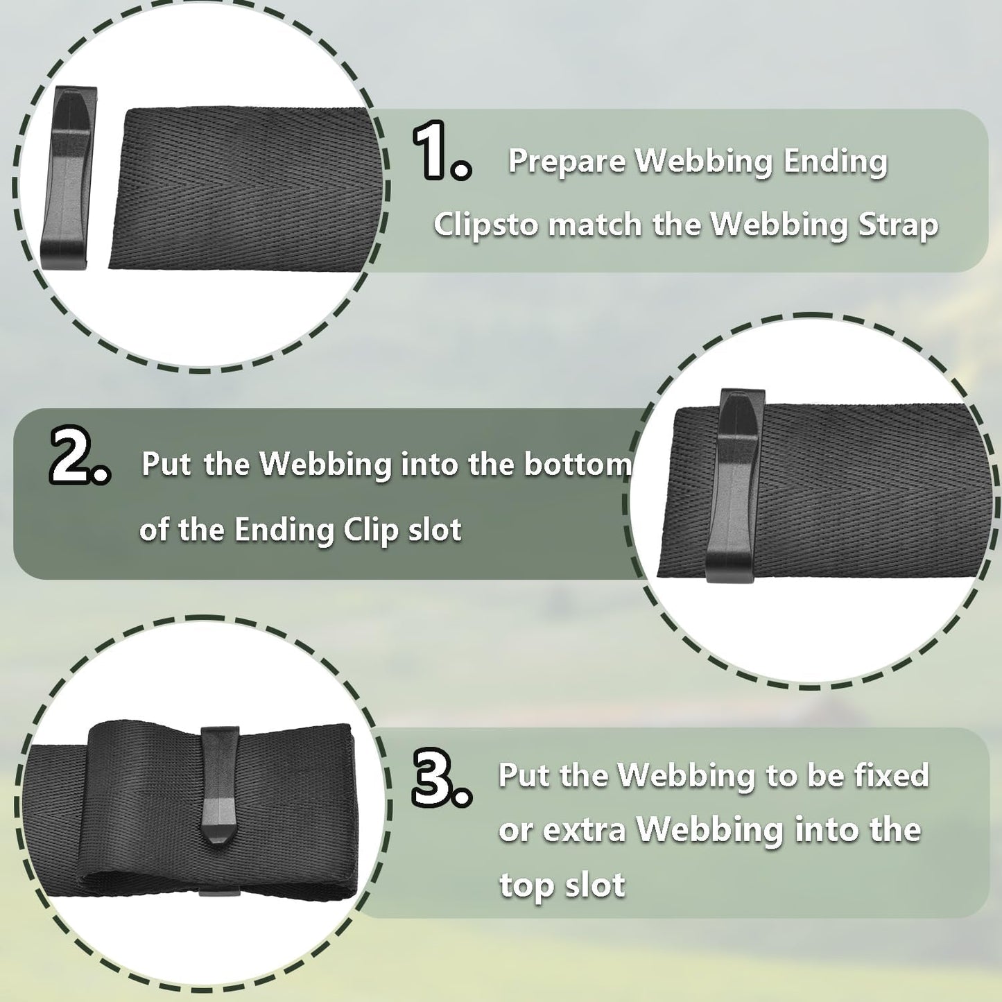 CooBigo Plastic Webbing Ending Clip, Tactical Molle Belt Clip Hook, Hiking Camping Backpack Helmet Goggle Webbing Clip