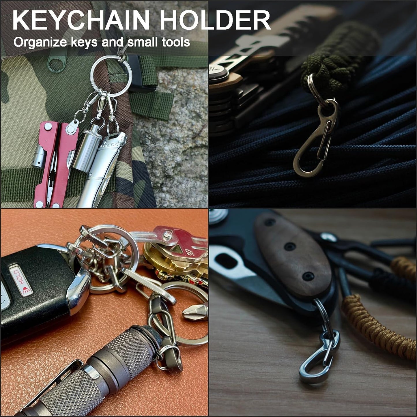Small Carabiner Clip Metal Spring Snap Hooks Mini Paracord Hanging Clips for Camera Strap, Flashlight, Key Chain