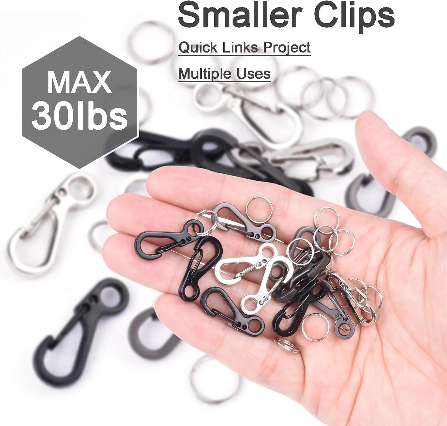 Small Carabiner Clip Metal Spring Snap Hooks Mini Paracord Hanging Clips for Camera Strap, Flashlight, Key Chain