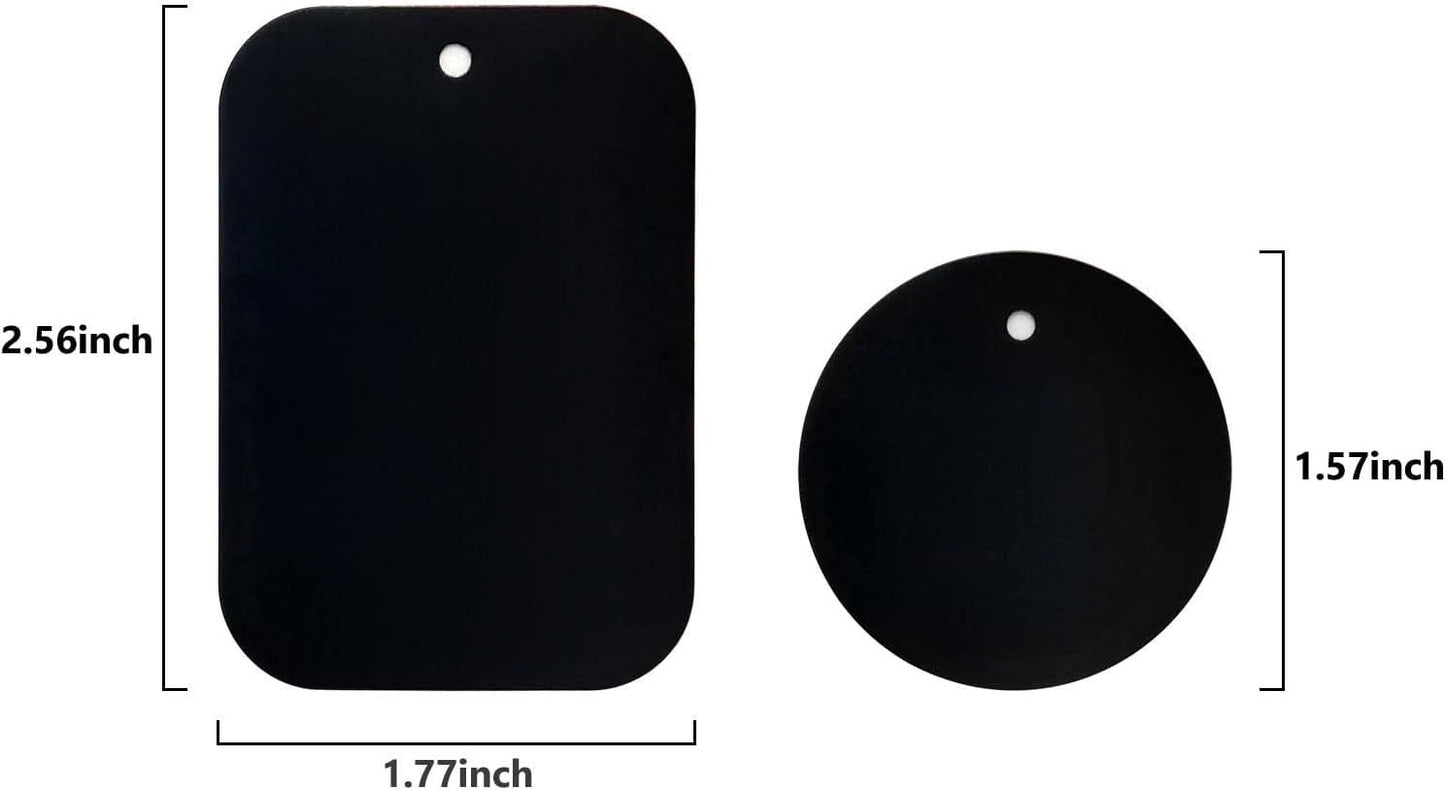Smartphones Metal Plate 12 Pack for Phone Car Mount Holder Cradle with 3M Adhesive (Compatible with Magnetic Mounts) - 6 Rectangle and 6 Round, Black