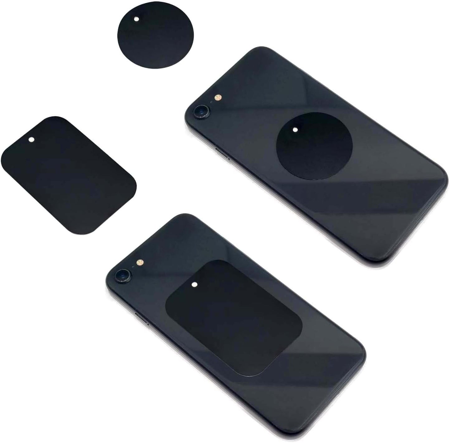 Smartphones Metal Plate 12 Pack for Phone Car Mount Holder Cradle with 3M Adhesive (Compatible with Magnetic Mounts) - 6 Rectangle and 6 Round, Black