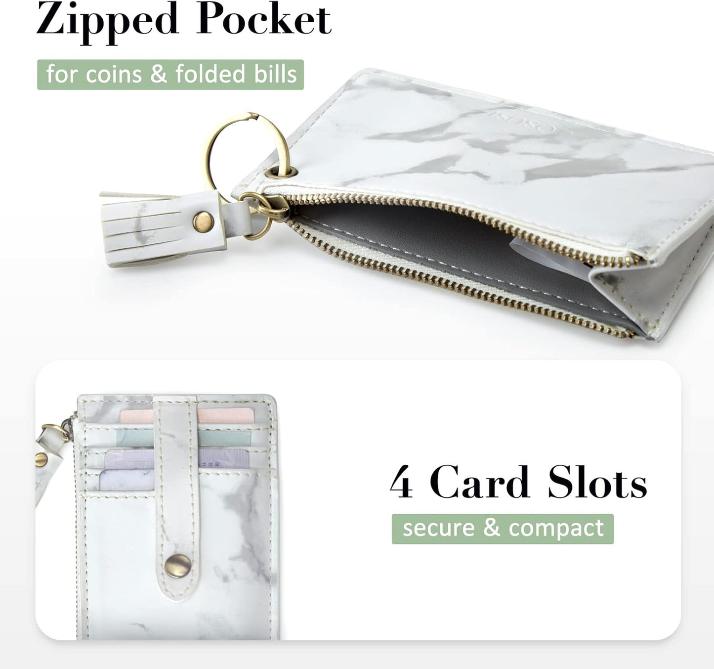 ECOSUSI Wristlet Keychain Key Ring Wallet Bracelets Card Holder Purse with Tassel